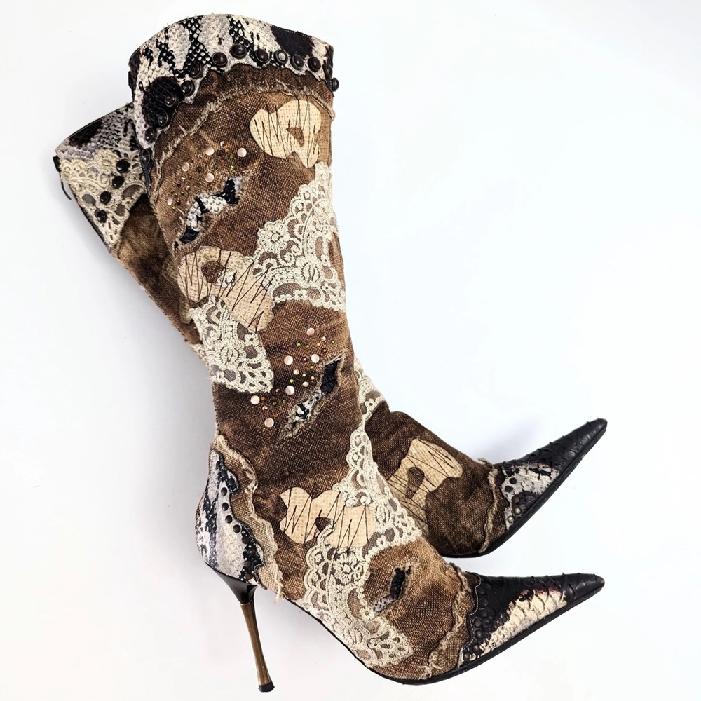 VERY RARE VTG y2k Steve Madden Pointed Toe Knee High Boots